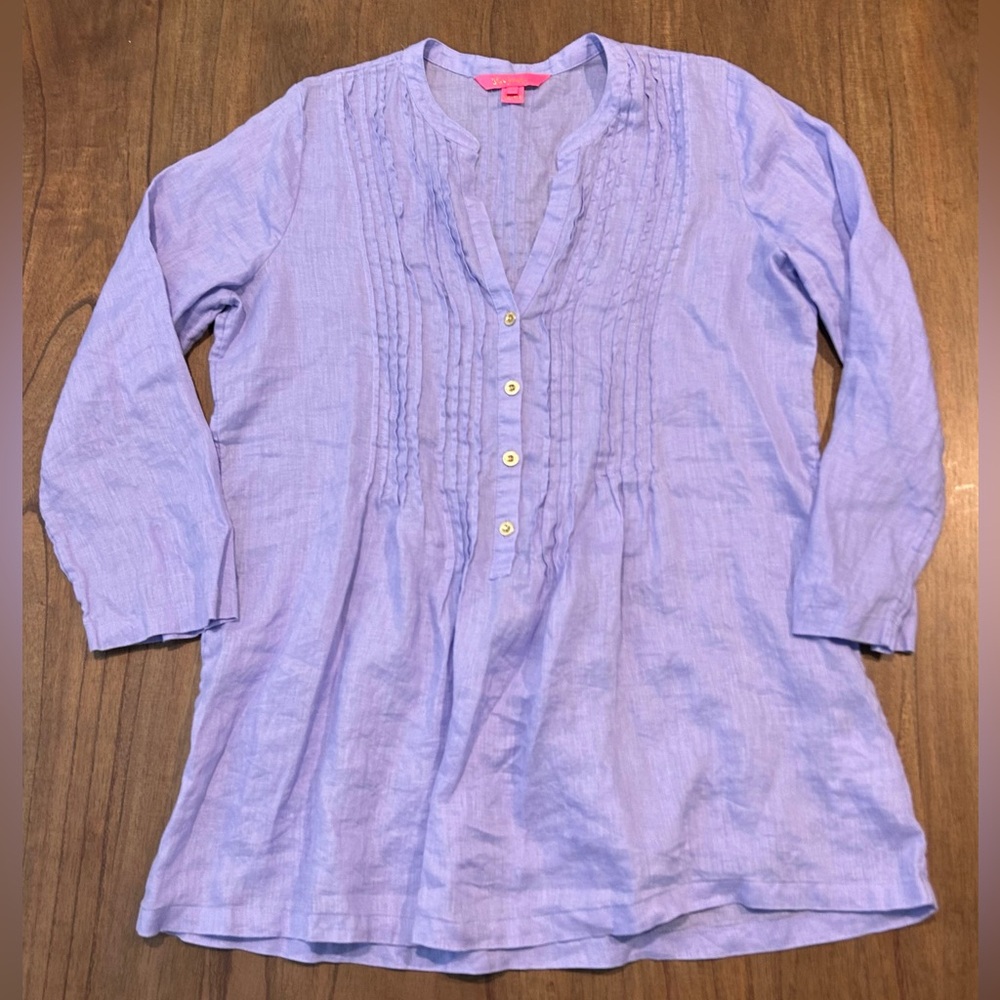 Lilly Pulitzer Pastel Purple Sarasota Linen Tunic Top